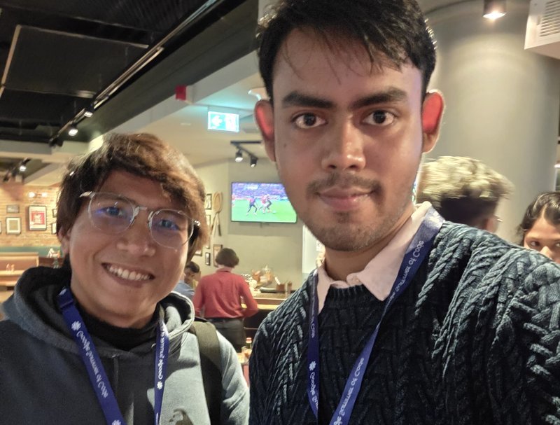 Sage and Paarth at the 2025 mentor summit selfie