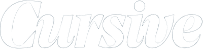 A logo for the agency Cursive with the word cursive spelled out in blue cursive text.