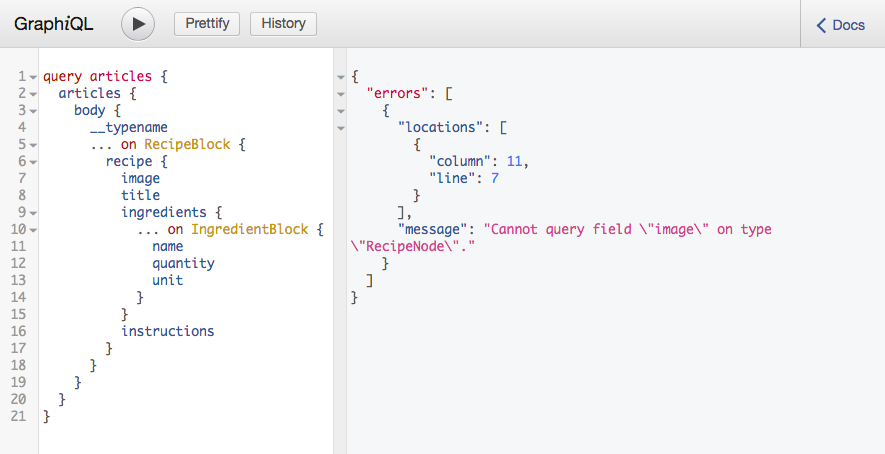 GraphiQL: Error message on image field