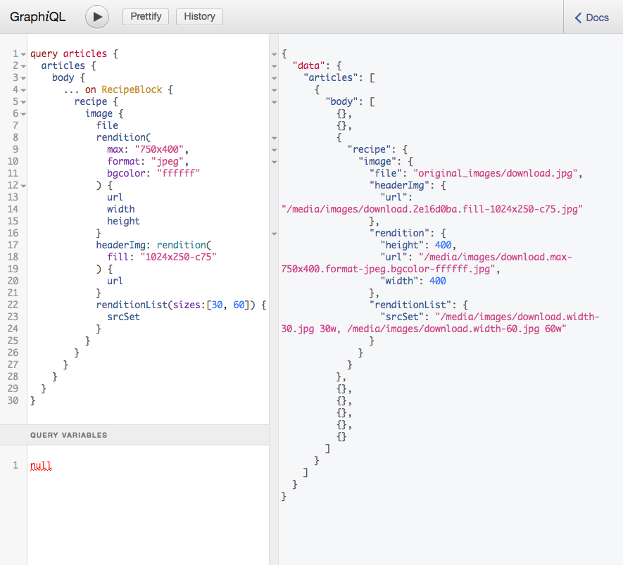GraphiQL: Generating image renditions within the query