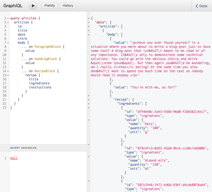 GraphQL: Using Inline Fragments on a StreamField