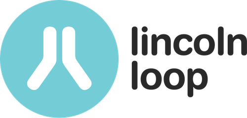 This is the logo for the company Lincoln Loop. It has a green circle to the left with two mirrored Ls in it and the words Lincoln Loop on the right.