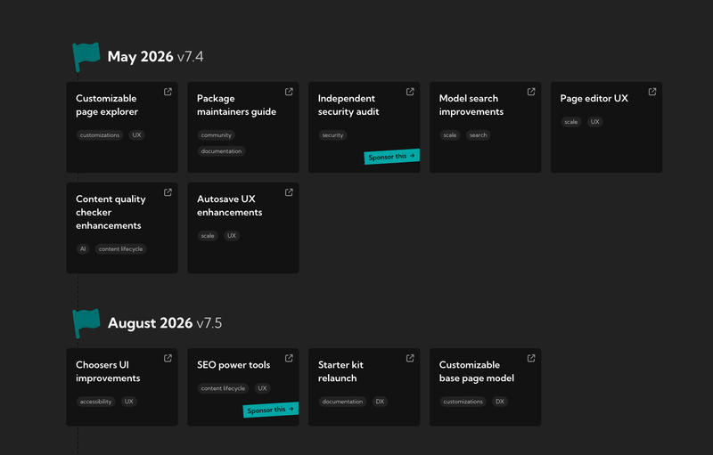 Screenshot of the May 2026 and August 2026 roadmap